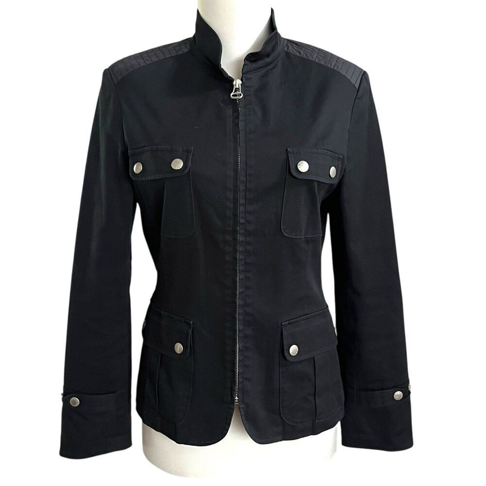 Rag & Bone Utility Army Jacket size 4 Black Elbow Patch - Picture 2 of 13